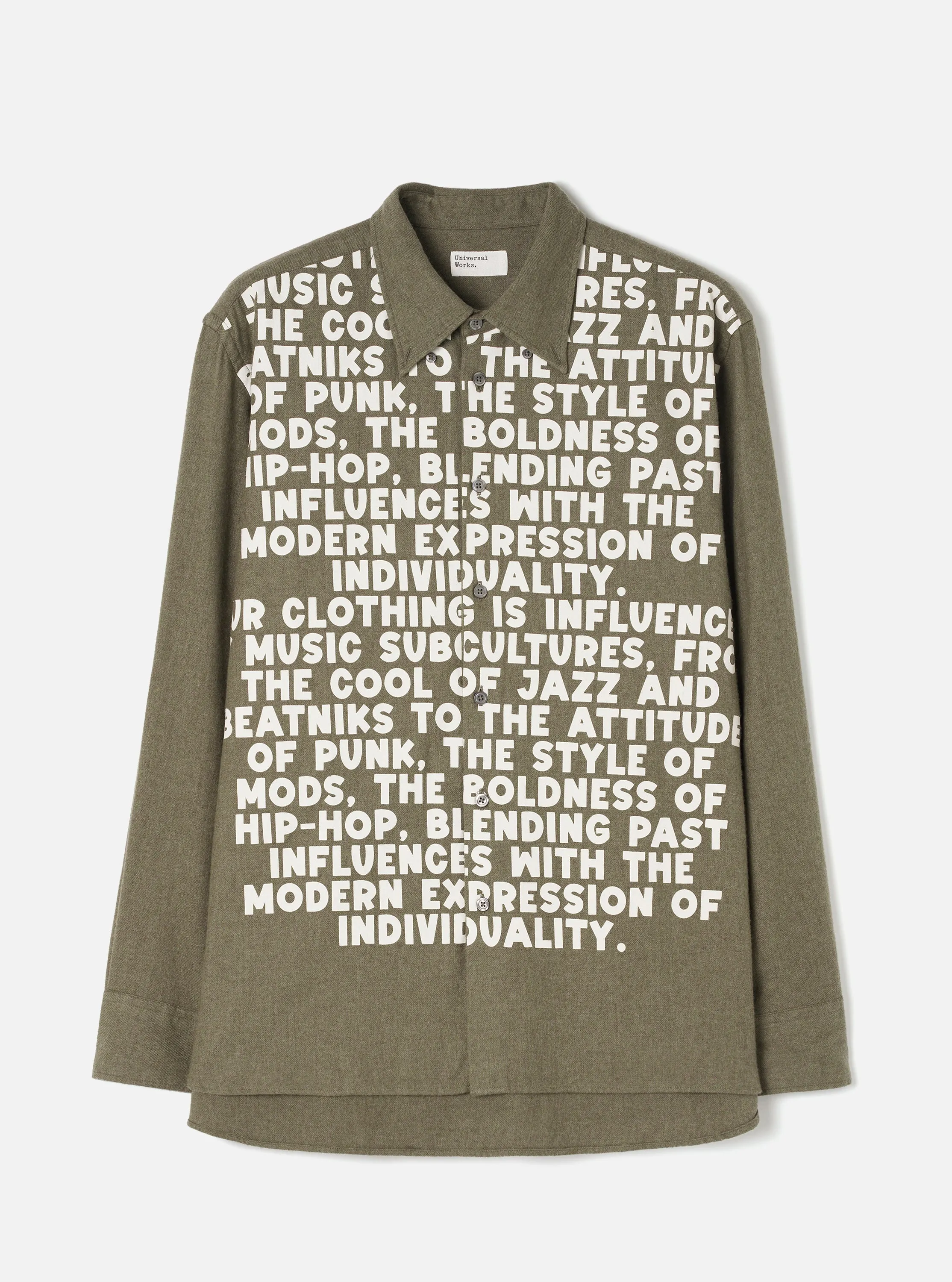 Olive Monty Cotton Tencel Standard Shirt sold by Universal Works