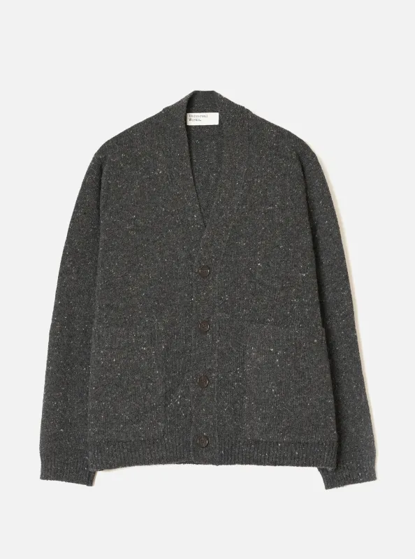 Black Wool Fleck Langdale Cardigan made by Universal Works