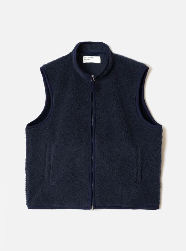 Navy Artic Fleece Hep Mountain Gilet made by Universal Works