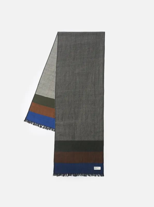 Grey Reversible Wool Himalayan Scarf made by Universal Works