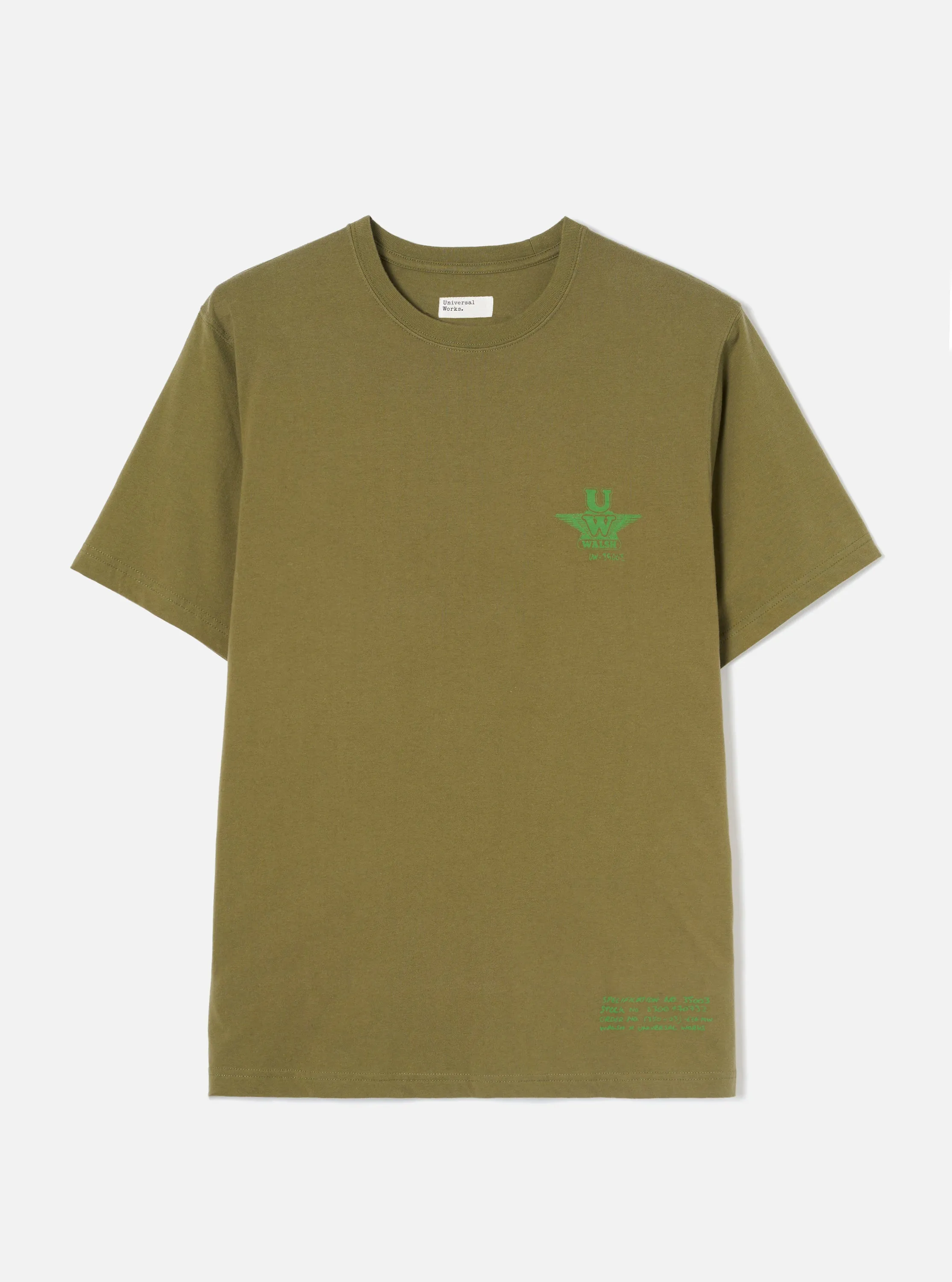 Walsh x Universal Works Olive Single Jersey T Shirt sold by Universal Works product image thumbnail 5