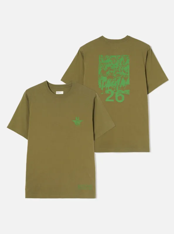 Walsh x Universal Works Olive Single Jersey T Shirt made by Universal Works