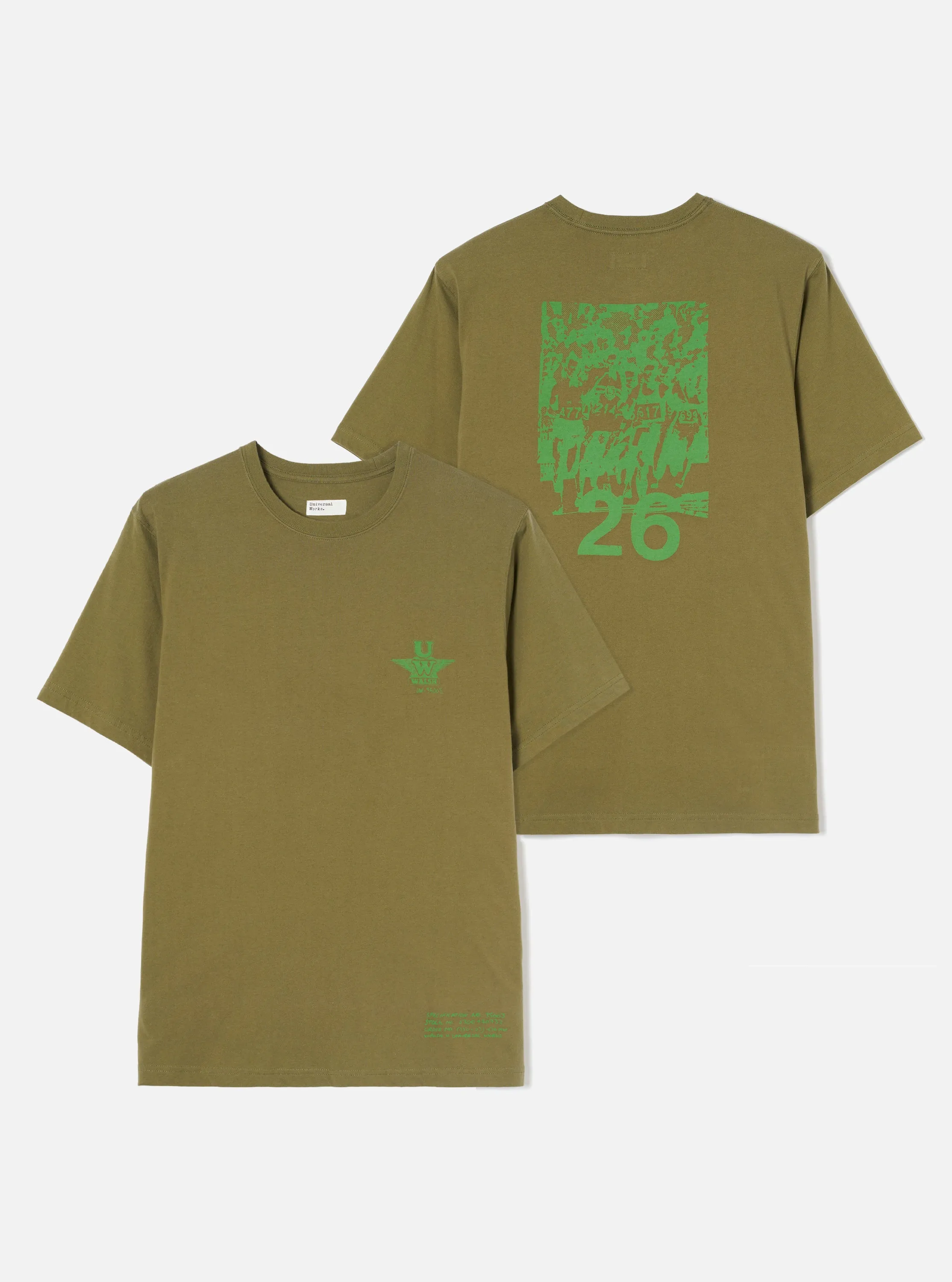 Walsh x Universal Works Olive Single Jersey T Shirt sold by Universal Works