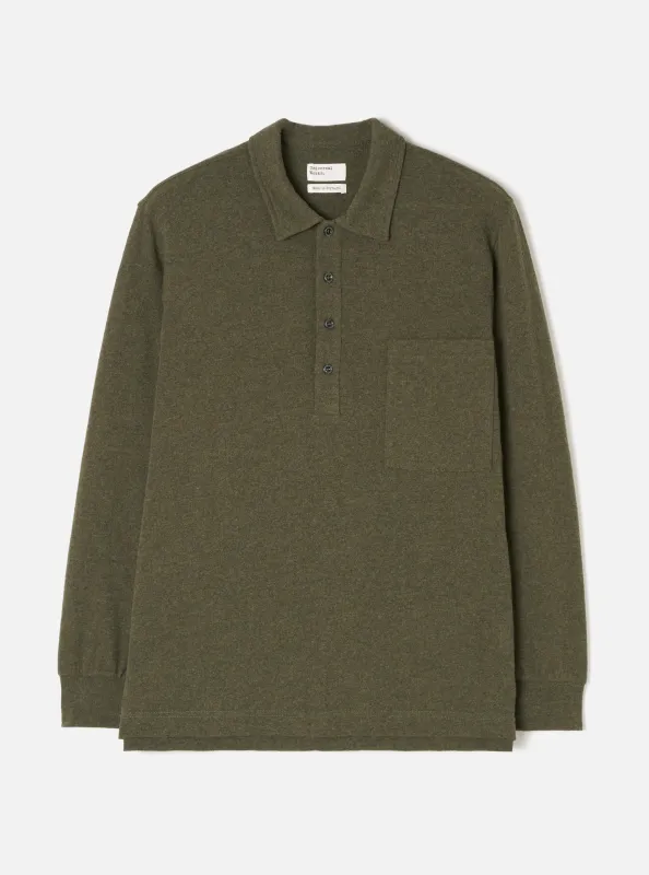 Olive Recycled Wool Mix SJ Pullover L/S Shirt made by Universal Works