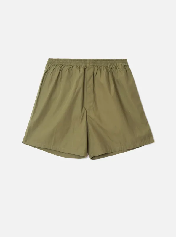Olive Broadcloth Boxer Shorts made by Universal Works