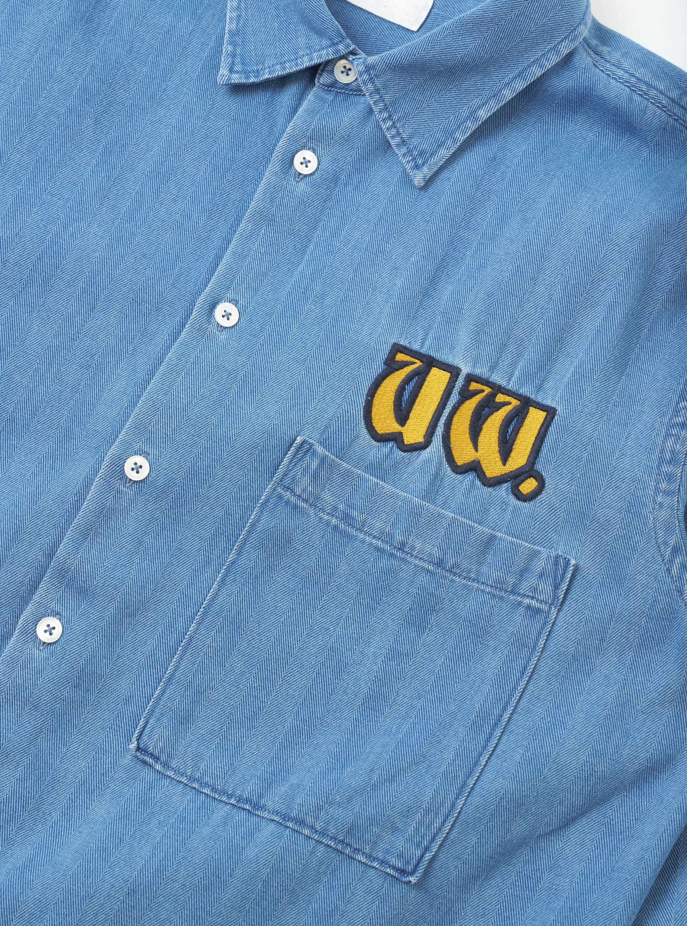 Washed Indigo Recycled Herringbone Patch Lucky Shirt sold by Universal Works product image thumbnail 4