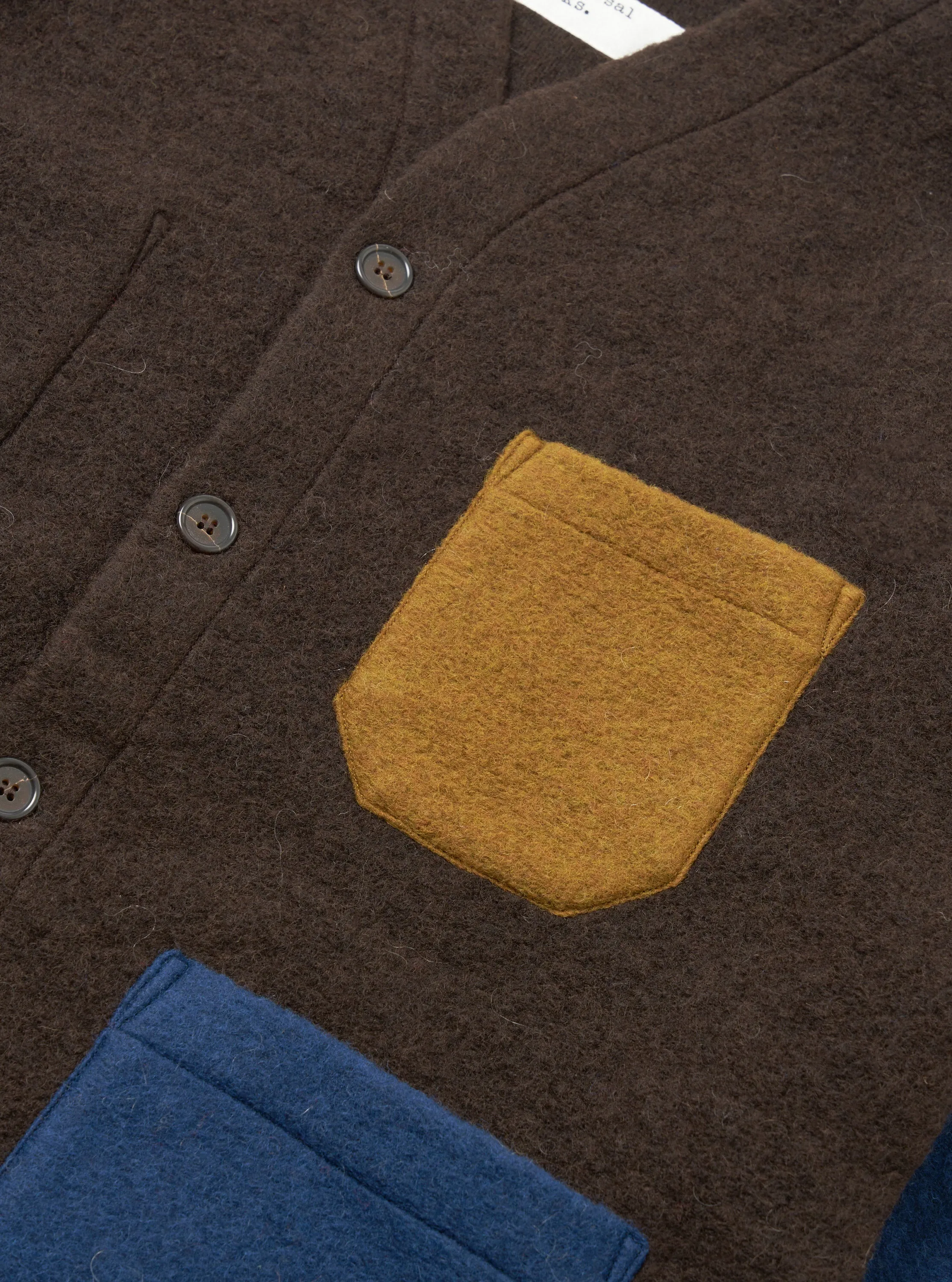 Brown/Indigo Wool Fleece Cardigan sold by Universal Works product image thumbnail 4