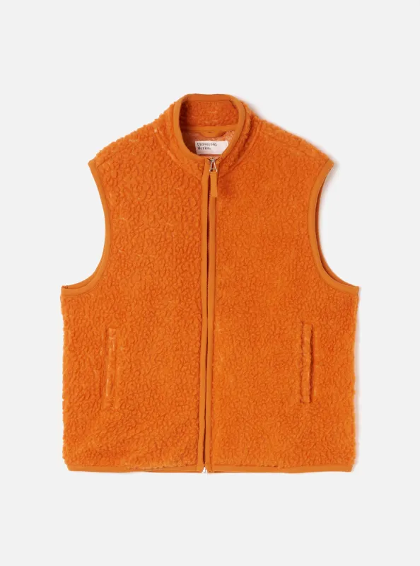 Orange Artic Fleece Hep Mountain Gilet made by Universal Works