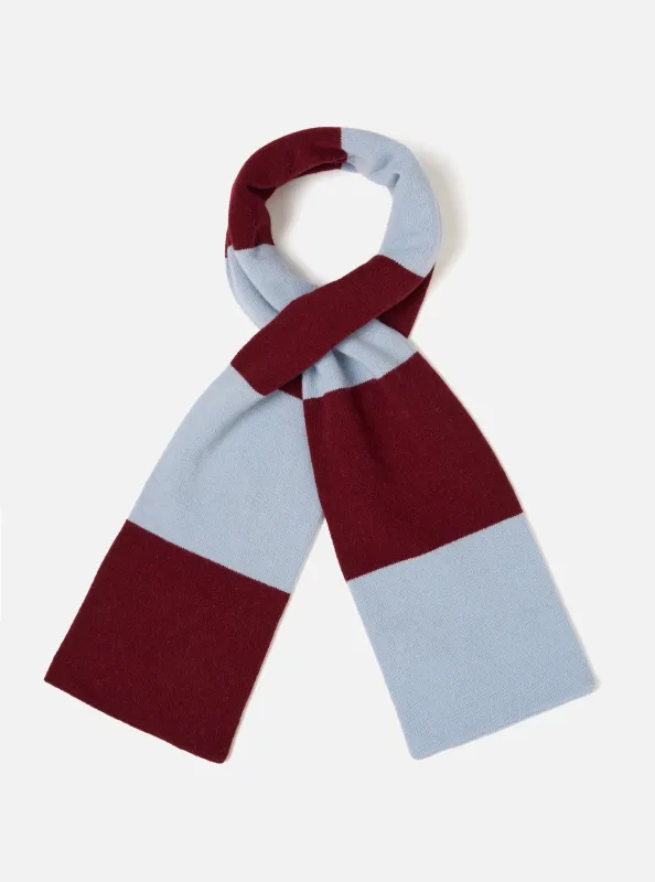 Sky/Claret Soft Wool Deluxe Football Scarf made by Universal Works