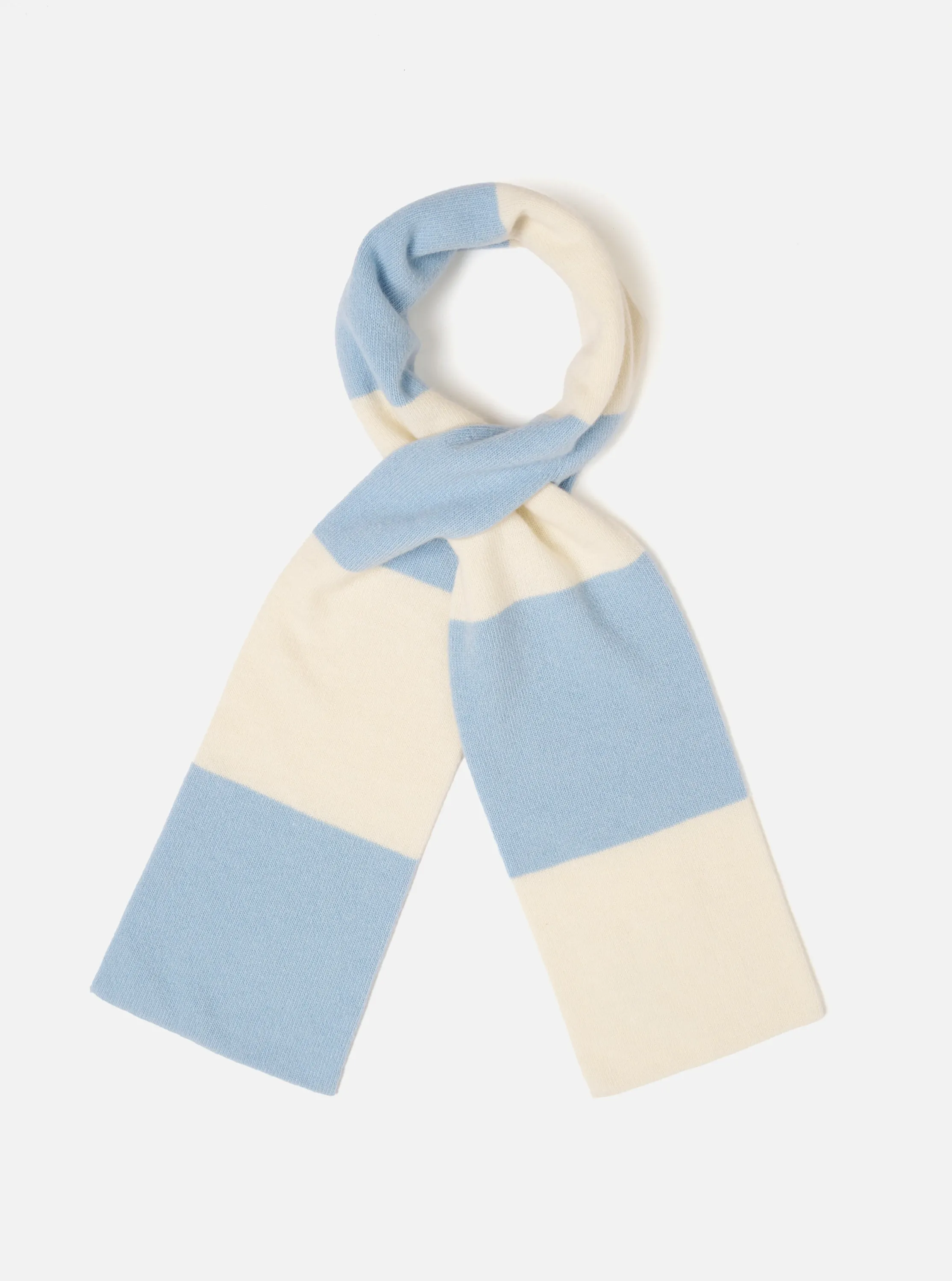 Ecru/Sky Soft Wool Deluxe Football Scarf sold by Universal Works