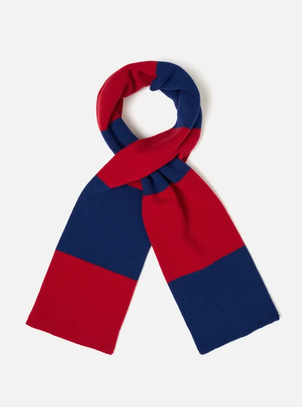 Blue/Red Soft Wool Deluxe Football Scarf made by Universal Works