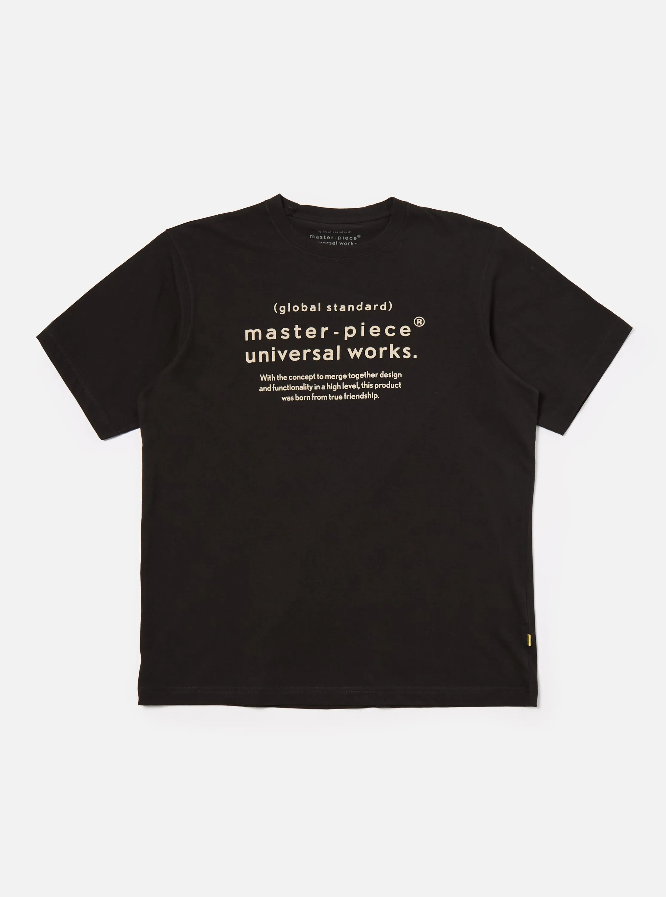 master-piece x Universal Works Black Single Jersey Print Tee sold by Universal Works