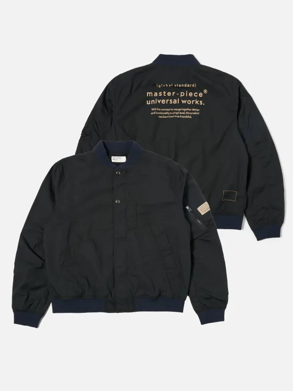 master-piece x Universal Works Black Broadcloth NS Bomber Jacket made by Universal Works