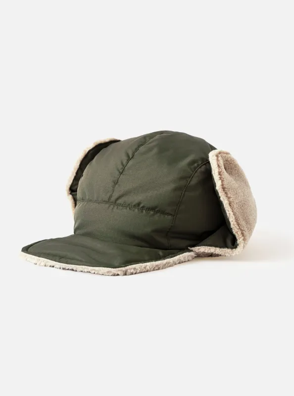 TAION x Universal Works Dark Olive/Beige Military Hard Shell Down Reversible Hat made by Universal Works