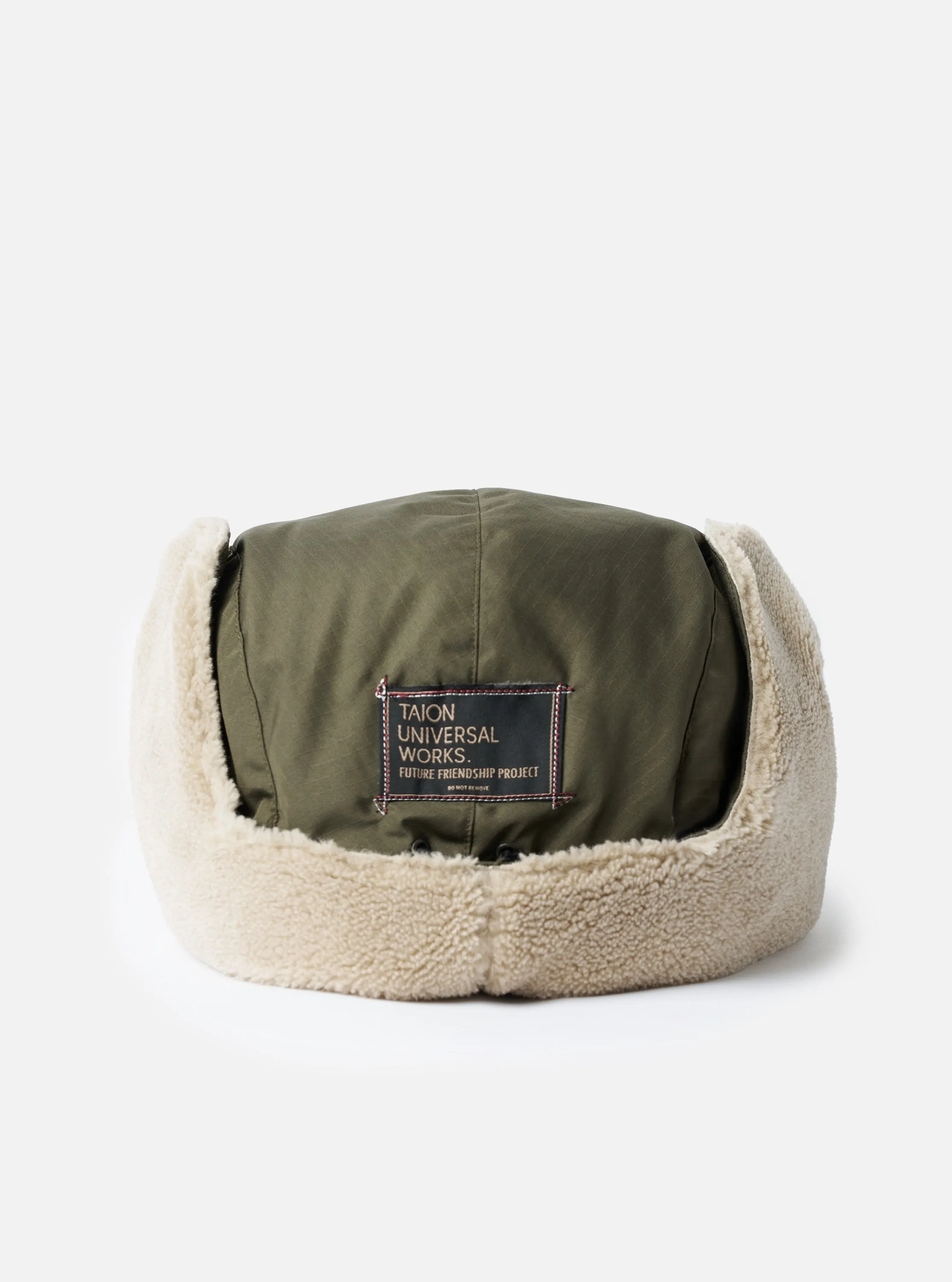 TAION x Universal Works Dark Olive/Beige Military Hard Shell Down Reversible Hat sold by Universal Works product image thumbnail 5