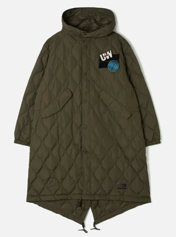 TAION x Universal Works Dark Olive Military Hard Shell Down Mod Parka made by Universal Works