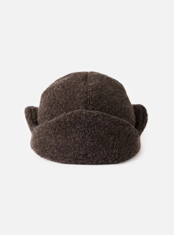 cableami® Brown Recycled Wool Flight Watch Cap made by Universal Works