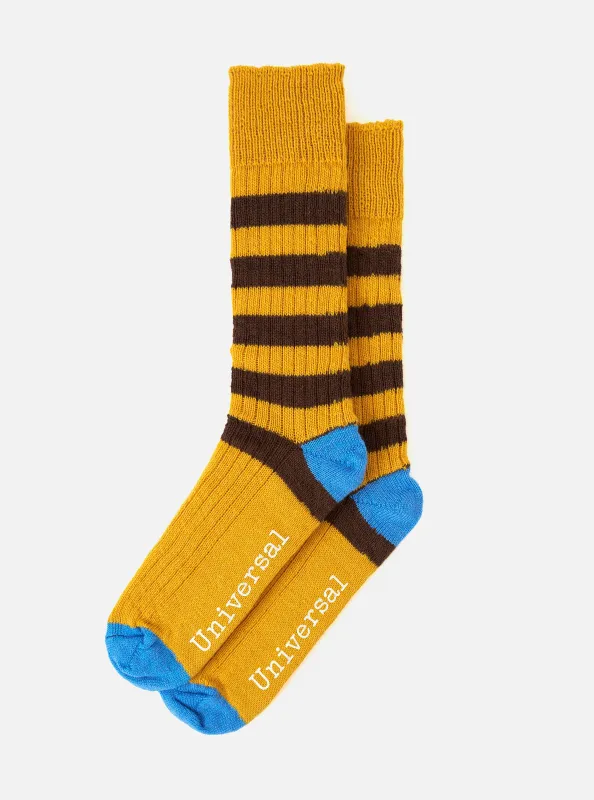 Mustard/Brown Wool Games Sock made by Universal Works