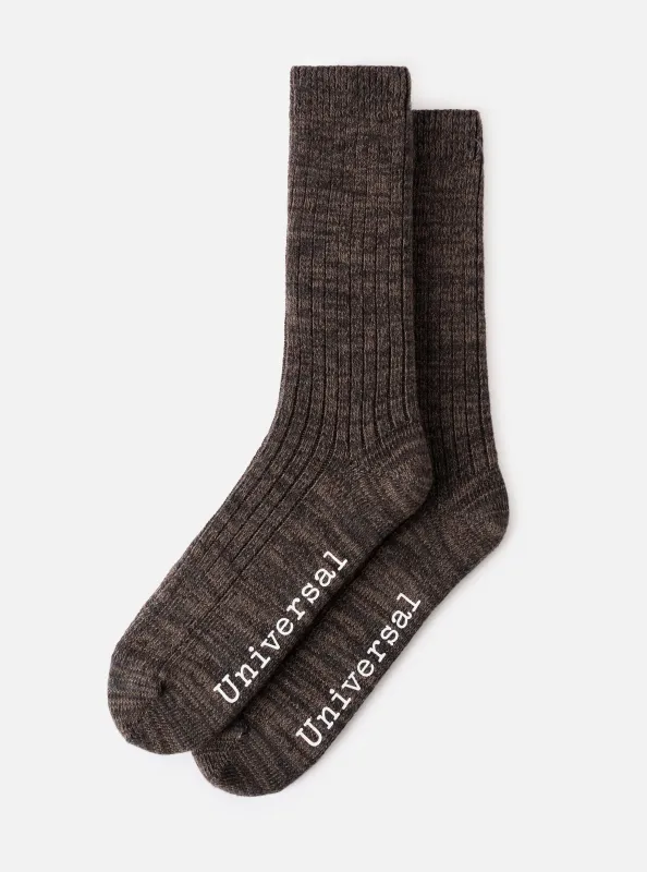Charcoal Slub Knit Slub Sock made by Universal Works