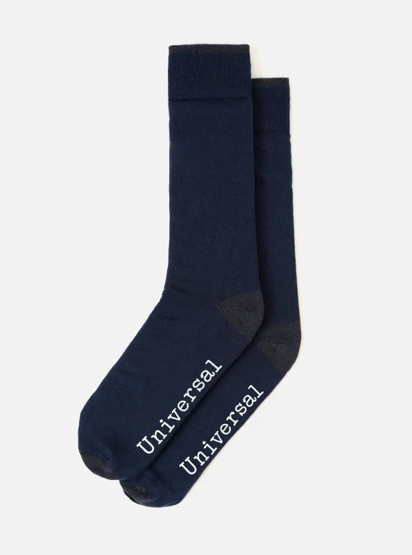 Navy Merino Merino Sock made by Universal Works