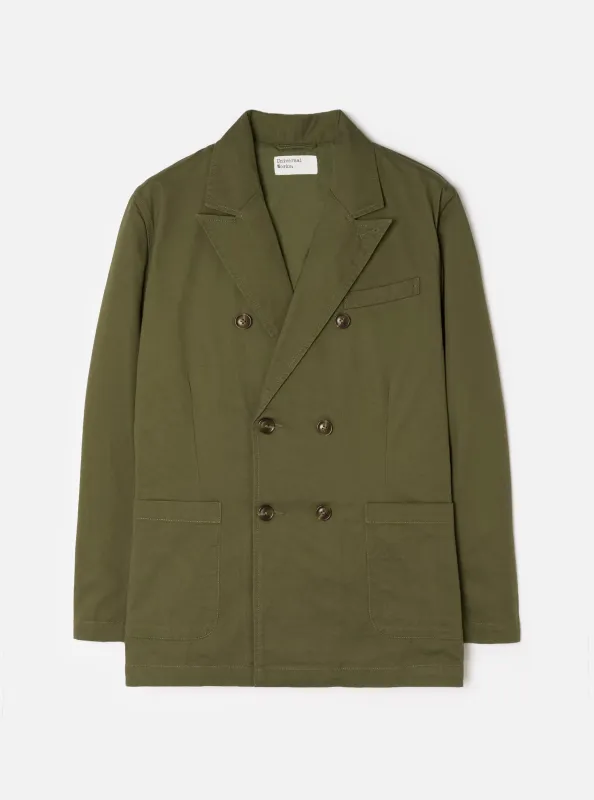 Olive Green Twill Manor Jacket made by Universal Works