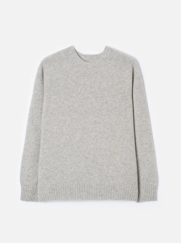 Grey Marl Soft Shetland Angus Crew made by Universal Works