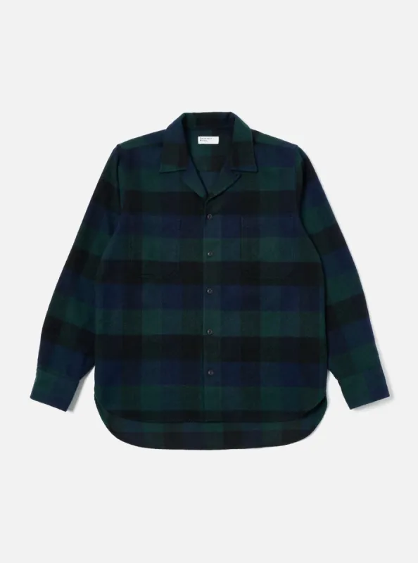 Universal Works Work Shirt in Navy Brushed Black Watch sold by Universal Works