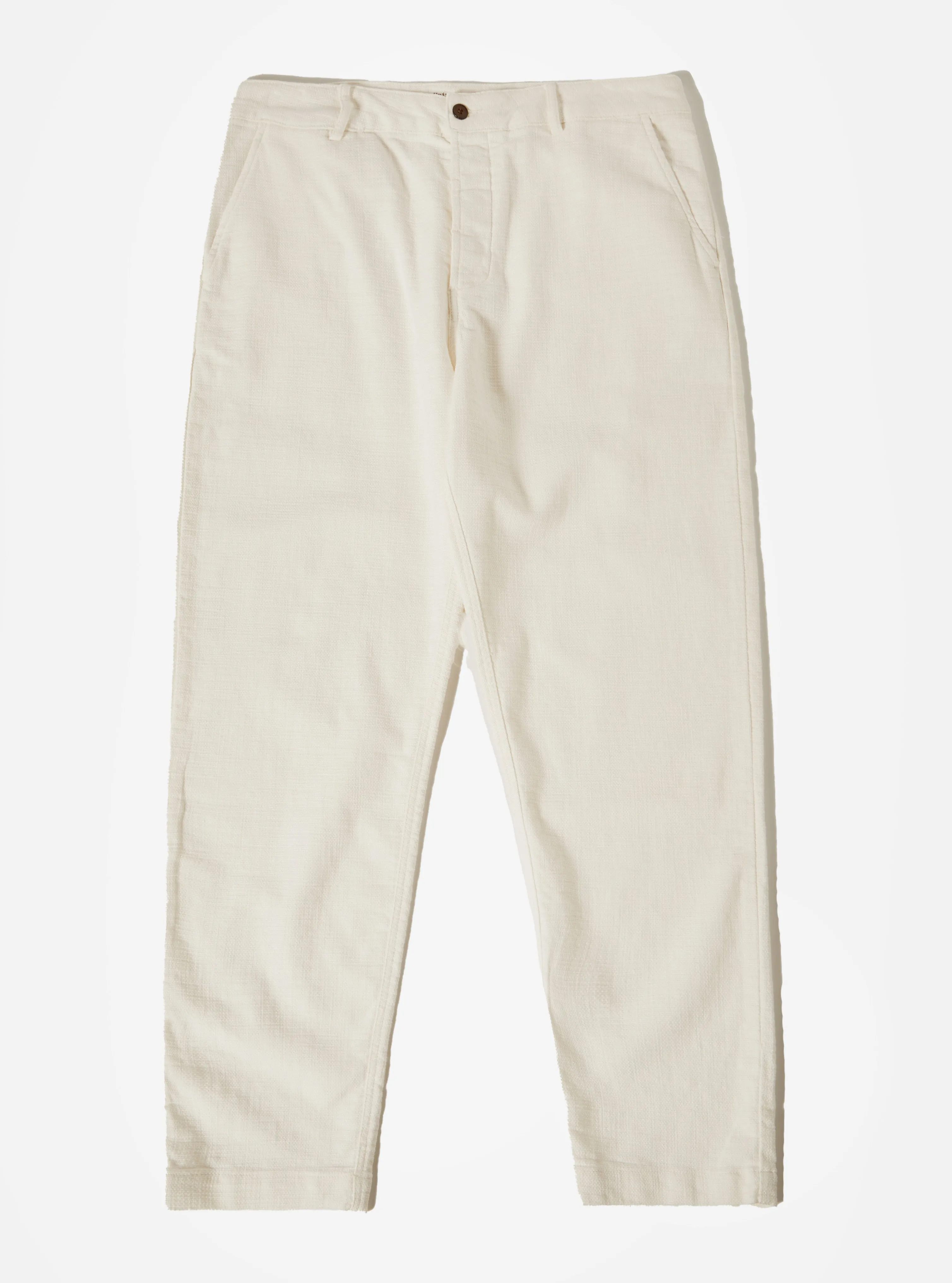 Universal Works Military Chino in Ecru Chevron Cotton sold by Universal Works