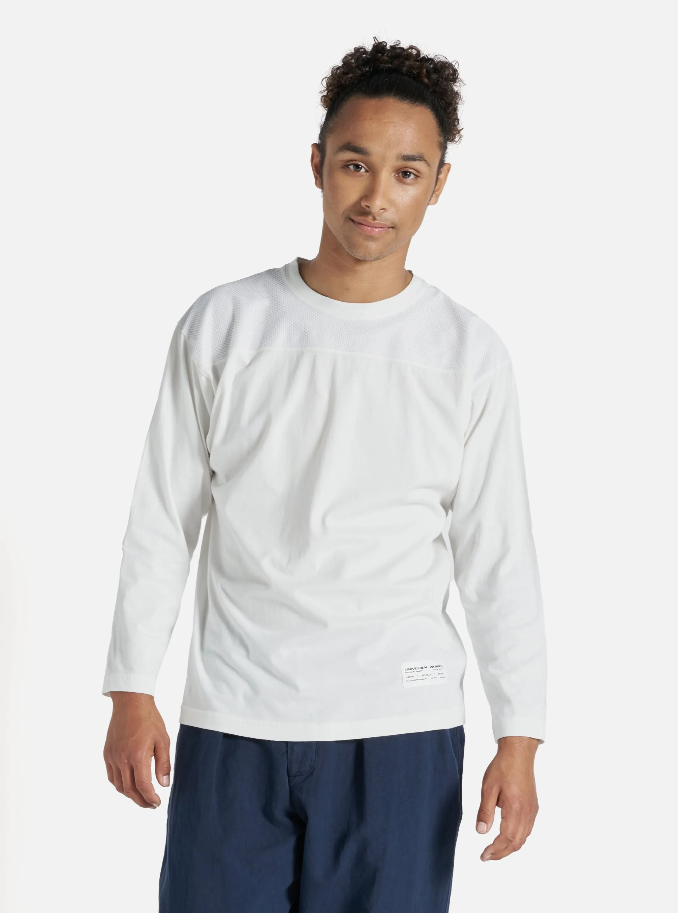 Universal Works Football Jersey in Ecru Single Jersey sold by Universal Works