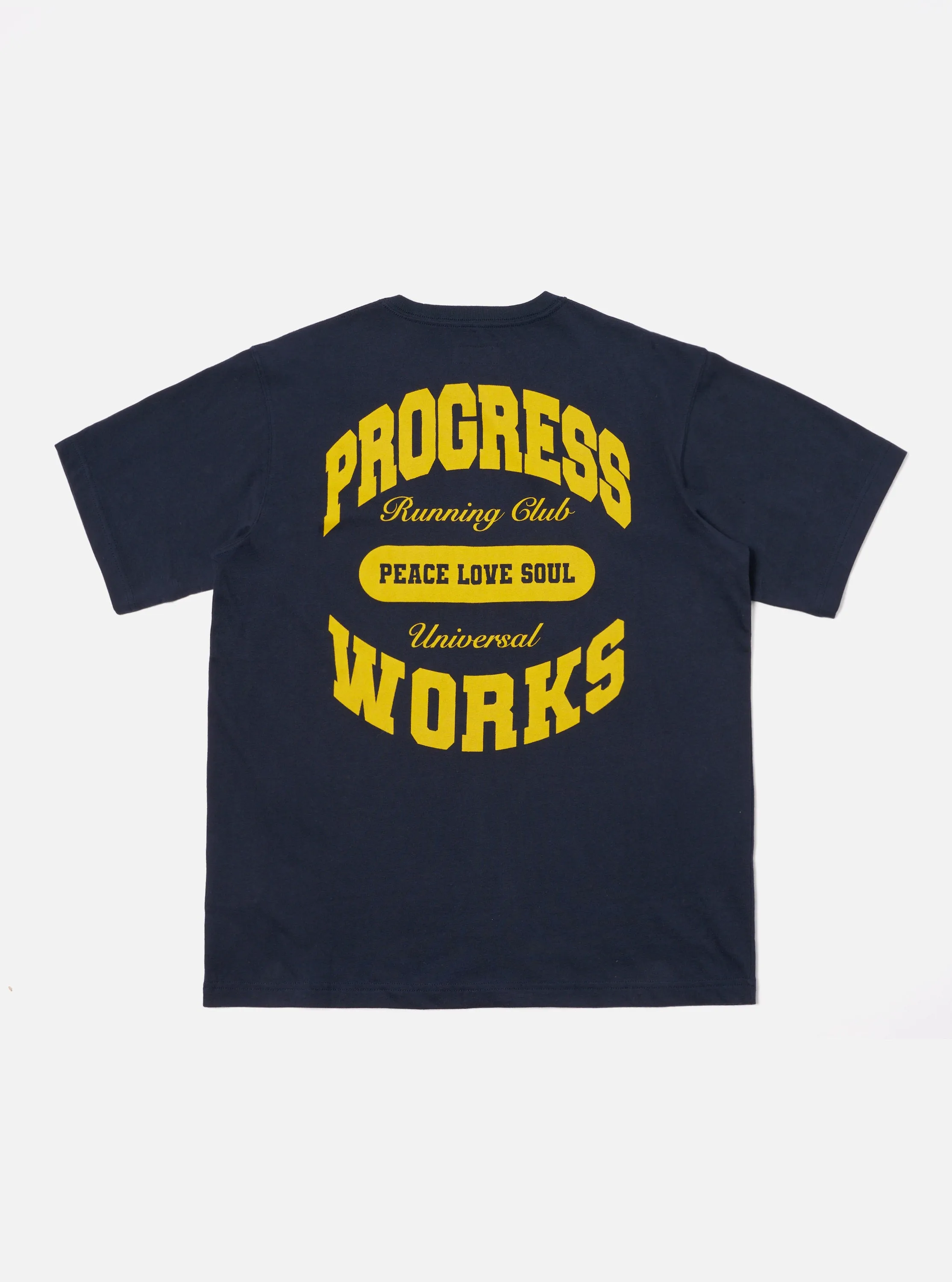 Universal Works x Progress Running Club Print Tee in Navy Single Jersey sold by Universal Works product image thumbnail 3