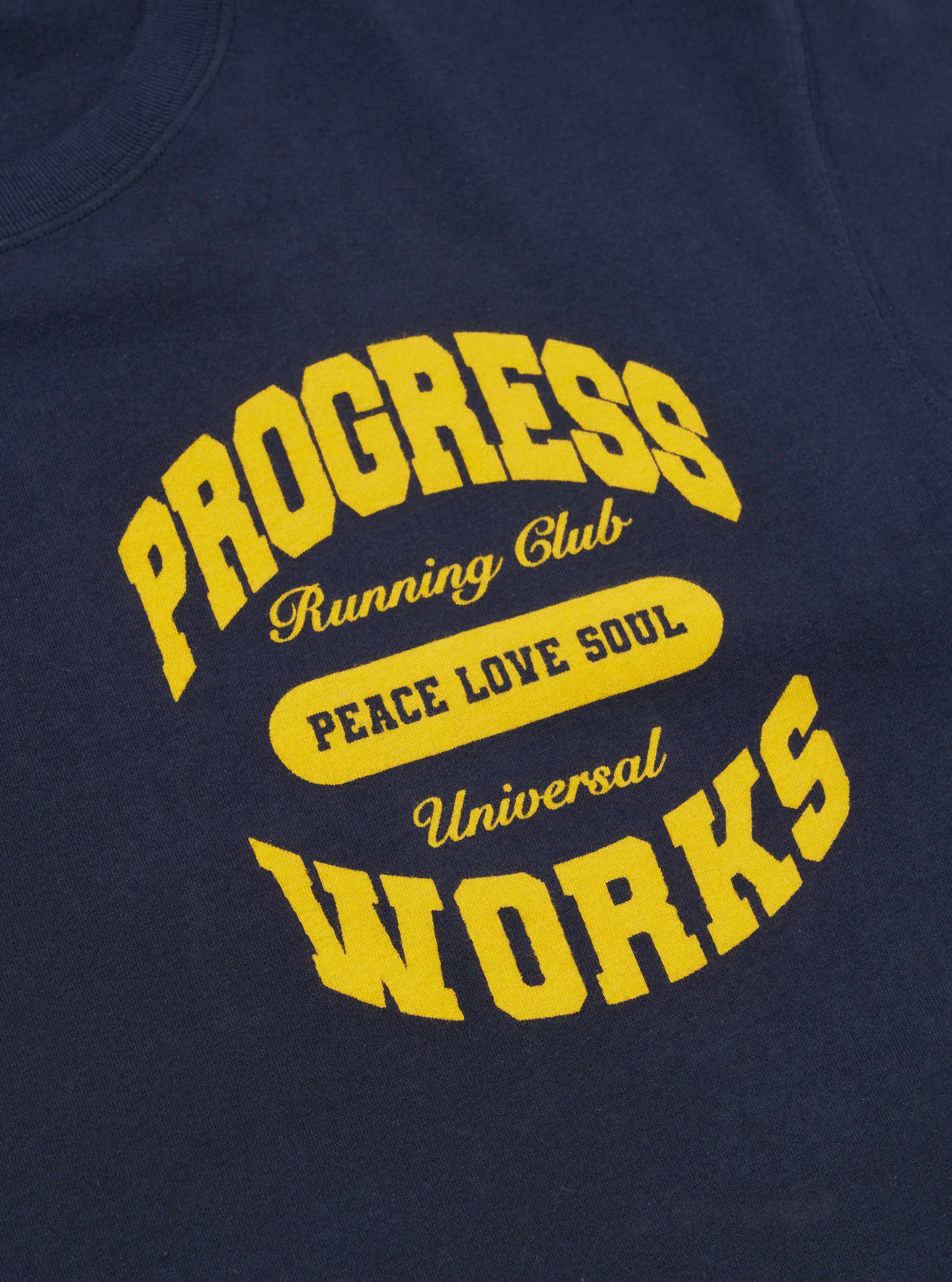 Universal Works x Progress Running Club Print Tee in Navy Single Jersey sold by Universal Works product image thumbnail 5