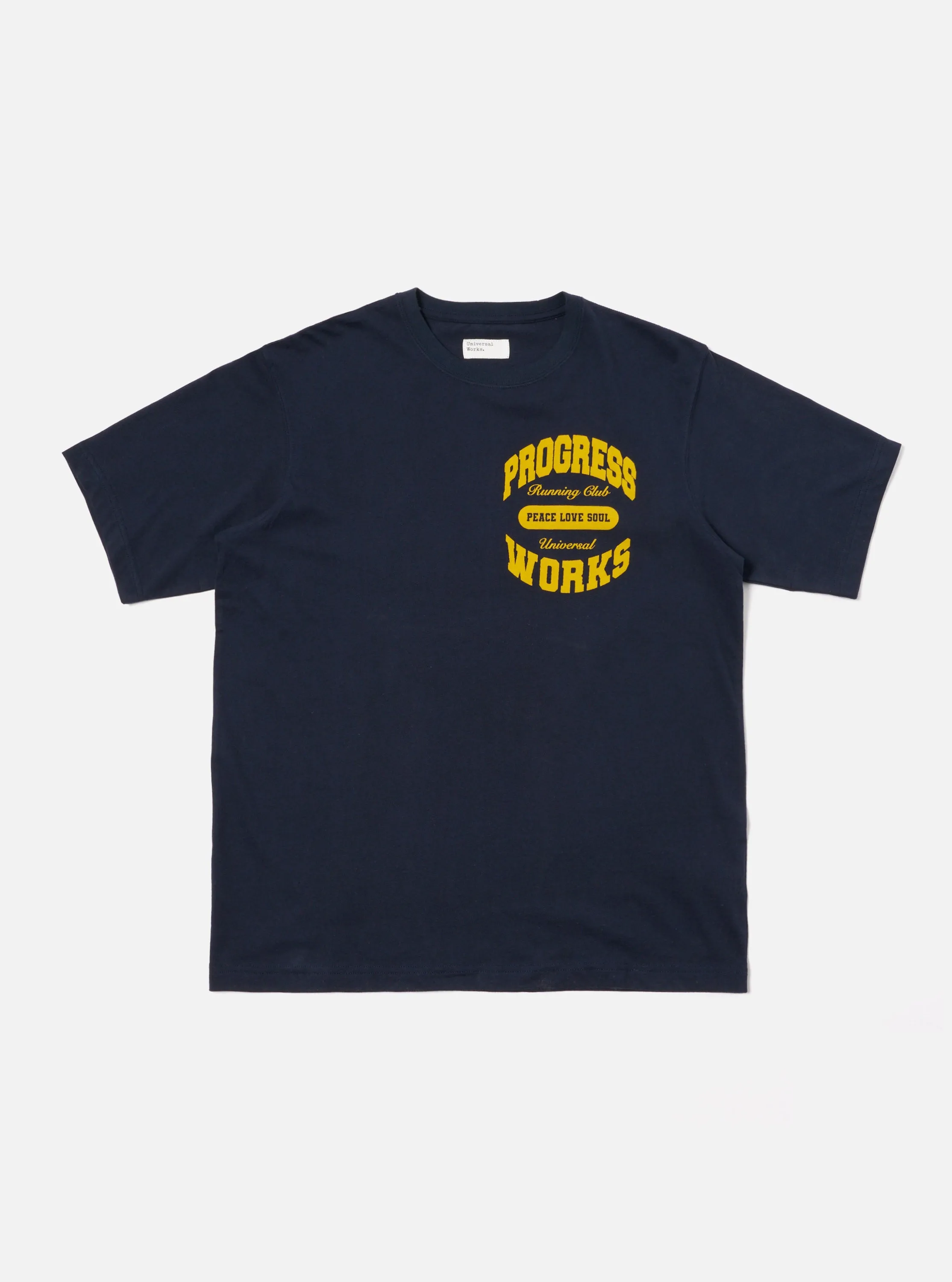 Universal Works x Progress Running Club Print Tee in Navy Single Jersey sold by Universal Works product image thumbnail 2