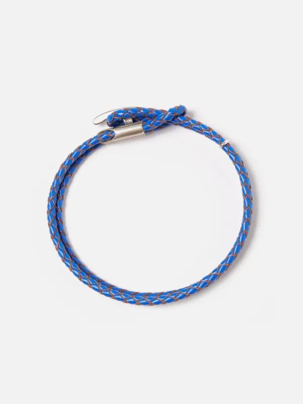 Anchor & Crew Padstow Bracelet in Royal Blue .925 Silver/Braided Leather sold by Universal Works