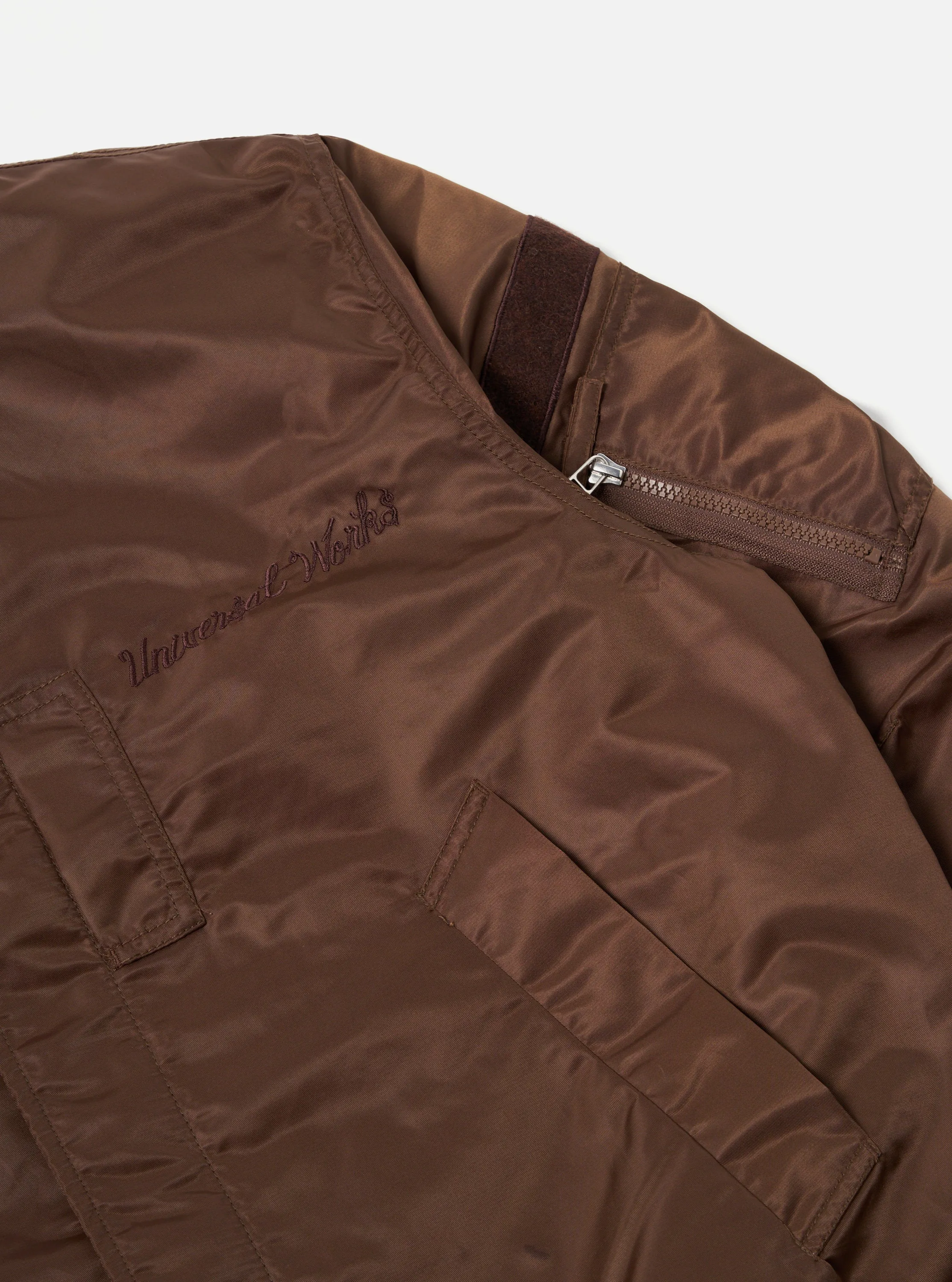 Universal Works Badge Bomber in Brown Flight Nylon sold by Universal Works product image thumbnail 4