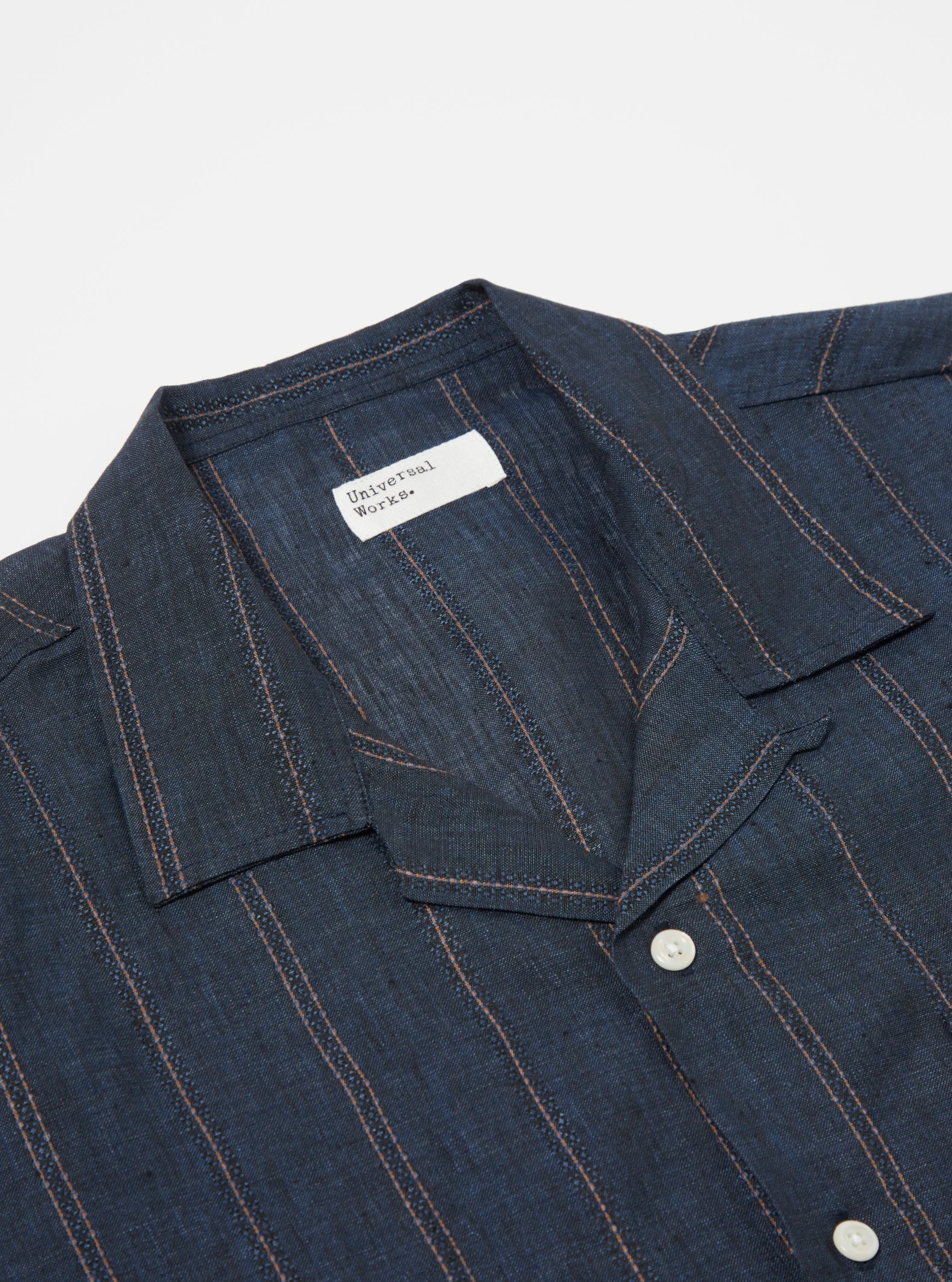 Universal Works Road Shirt in Navy Stripe Linen sold by Universal Works product image thumbnail 4