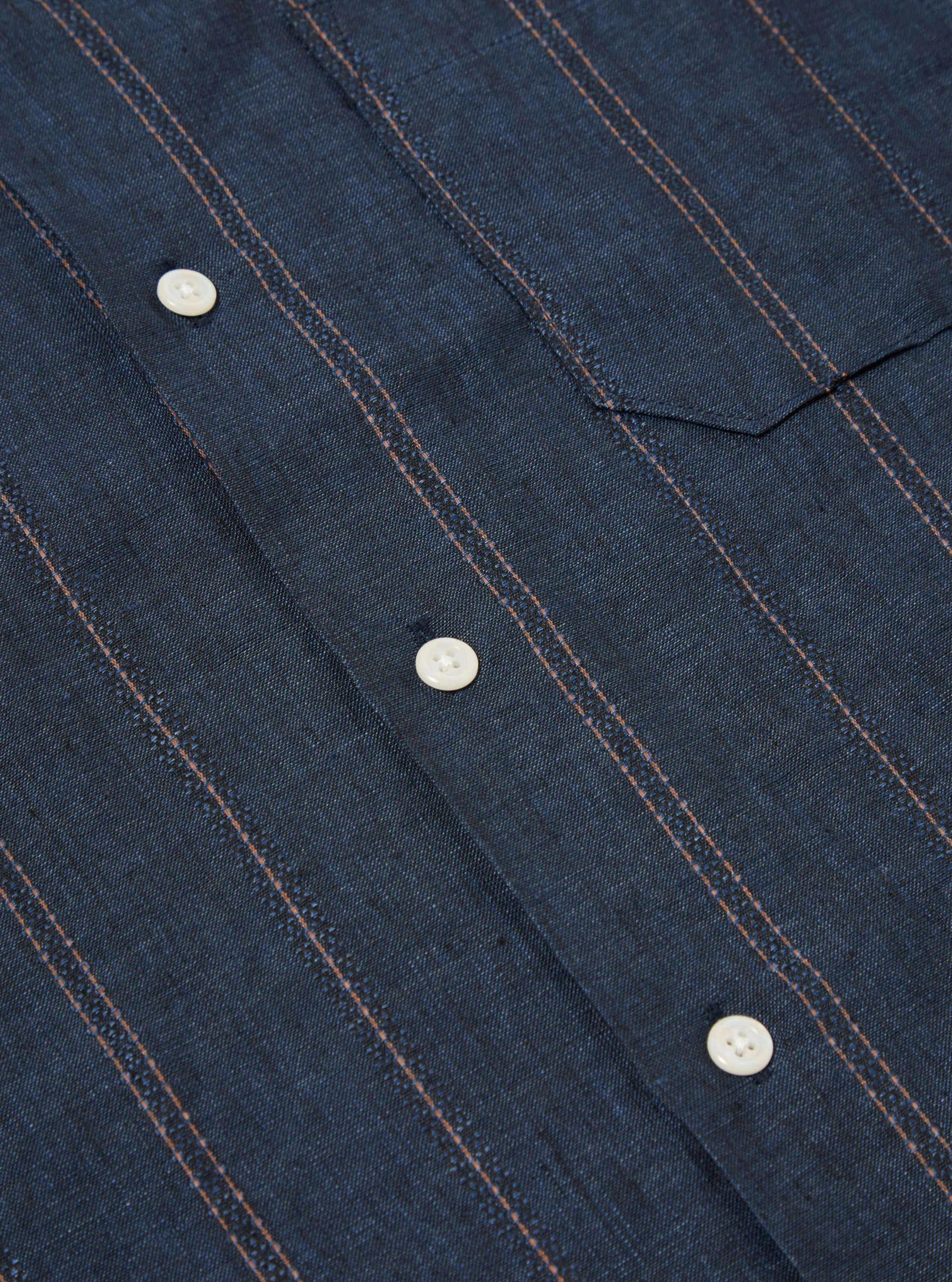 Universal Works Road Shirt in Navy Stripe Linen sold by Universal Works product image thumbnail 5
