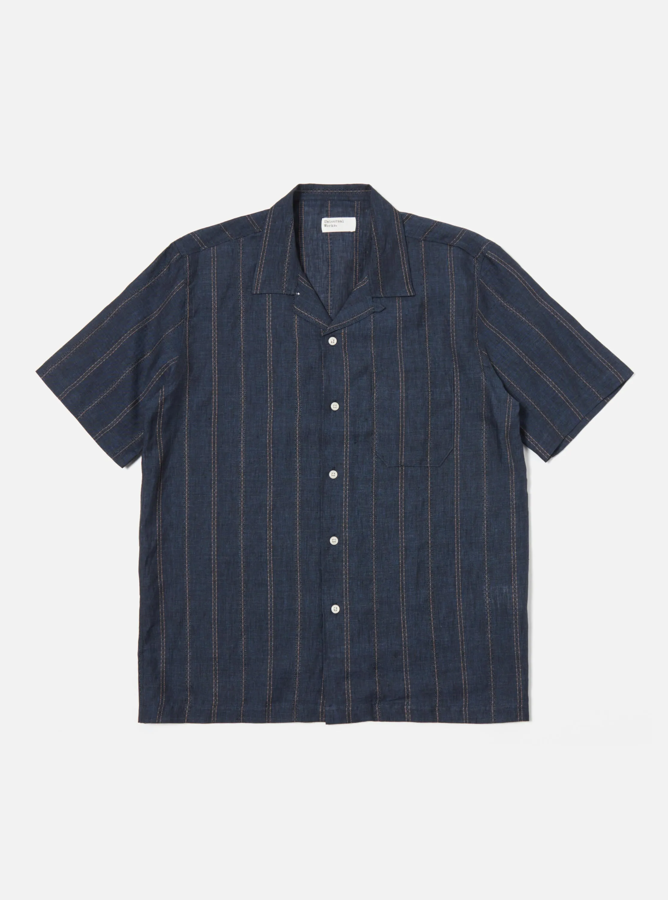 Universal Works Road Shirt in Navy Stripe Linen sold by Universal Works product image thumbnail 2