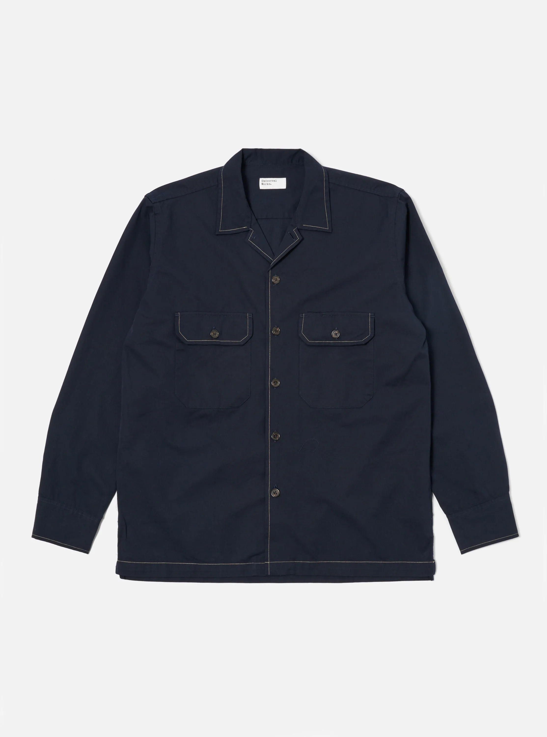 Universal Works L/S Utility Shirt in Navy Military Shirting sold by Universal Works