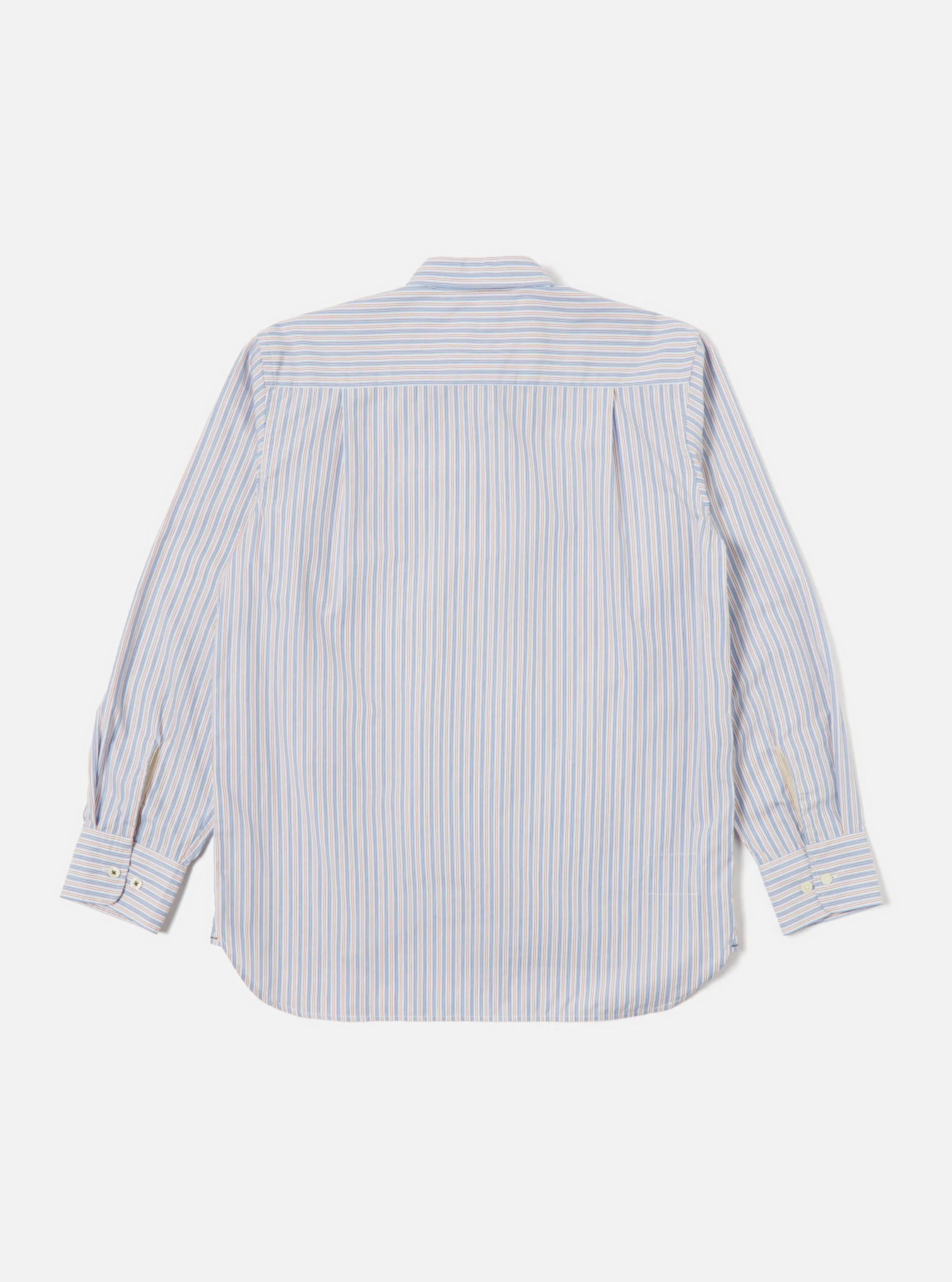 Universal Works Square Pocket Shirt in Blue/Orange Busy Stripe Cotton sold by Universal Works product image thumbnail 3