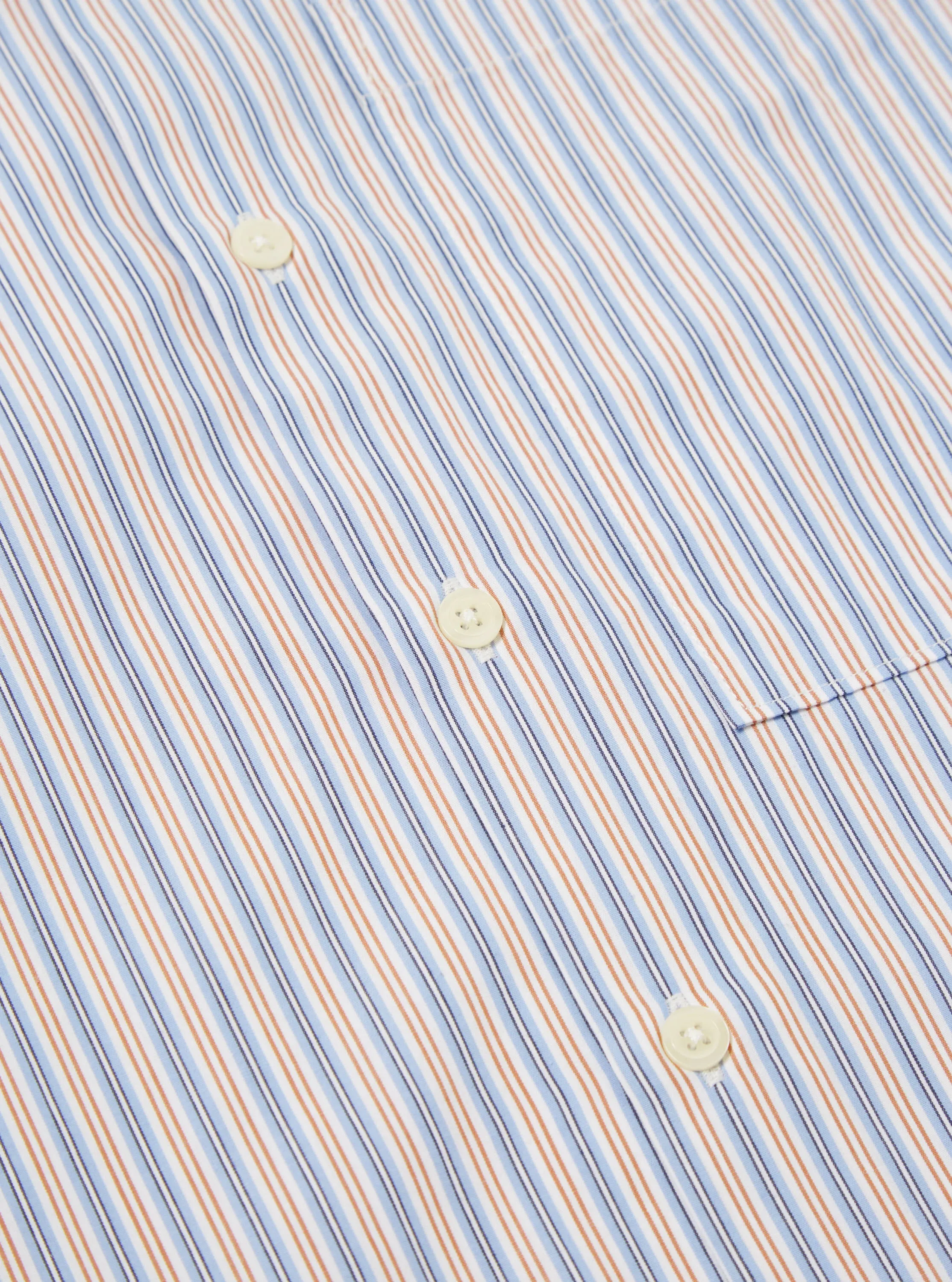 Universal Works Square Pocket Shirt in Blue/Orange Busy Stripe Cotton sold by Universal Works product image thumbnail 5