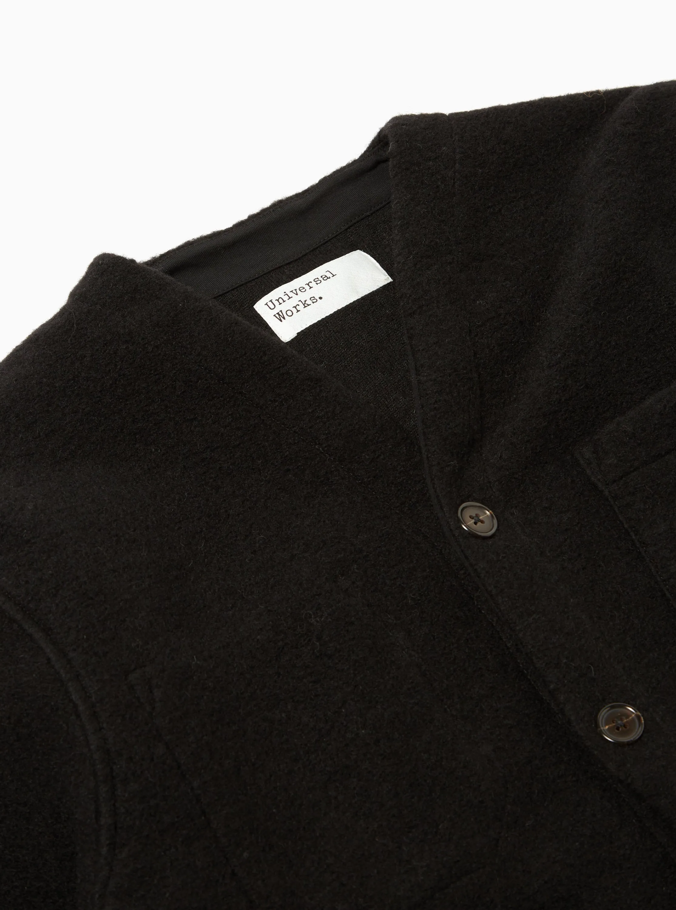 Universal Works Cardigan in Black Wool Fleece sold by Universal Works product image thumbnail 3