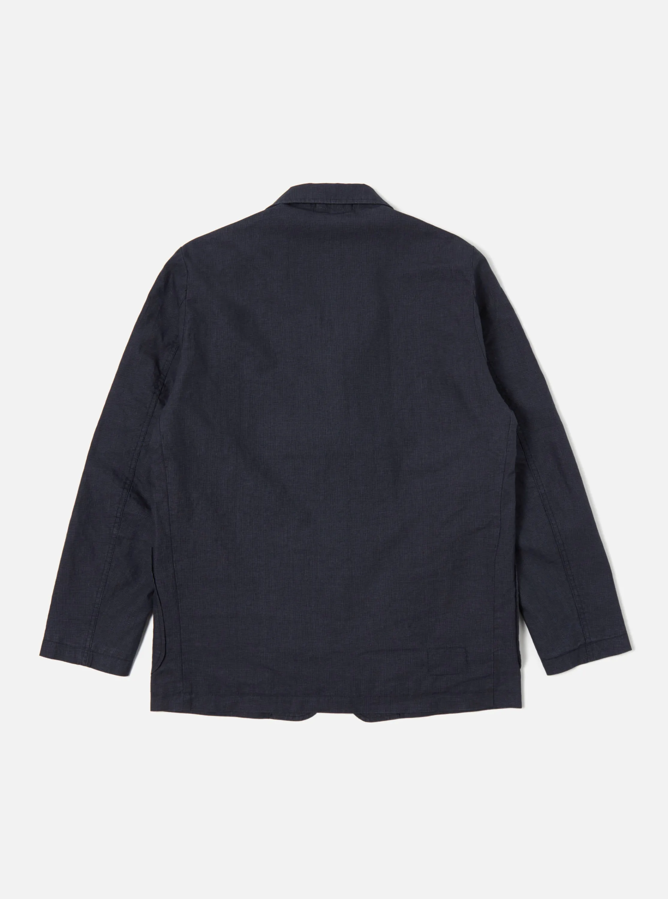 Universal Works Three Button Jacket in Navy Linen Mix Puppytooth sold by Universal Works product image thumbnail 3