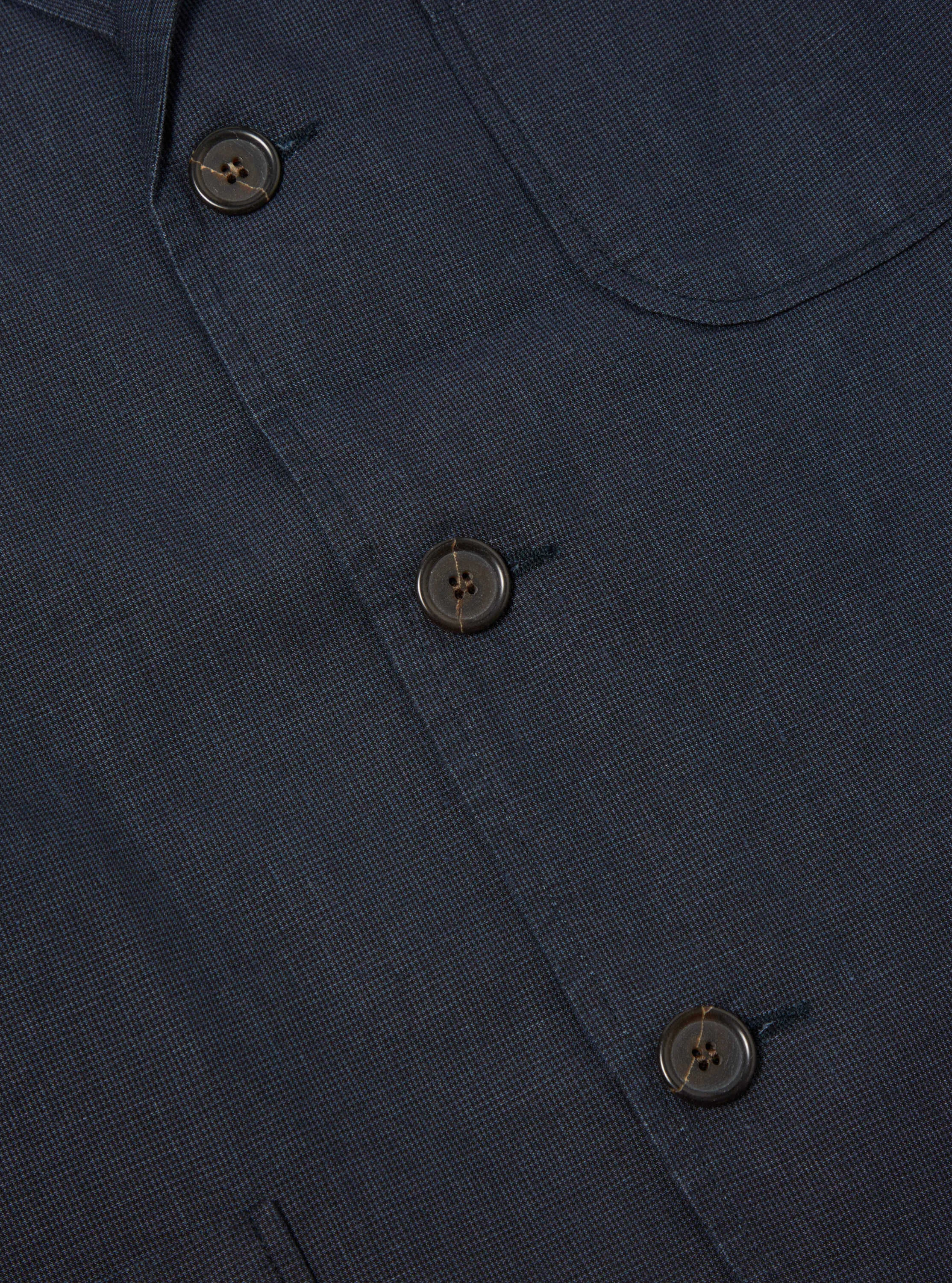 Universal Works Three Button Jacket in Navy Linen Mix Puppytooth sold by Universal Works product image thumbnail 5