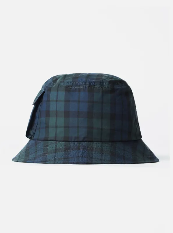 cableami® Bucket Hat in Organic Cotton/Cordura Black Watch Typewriter sold by Universal Works