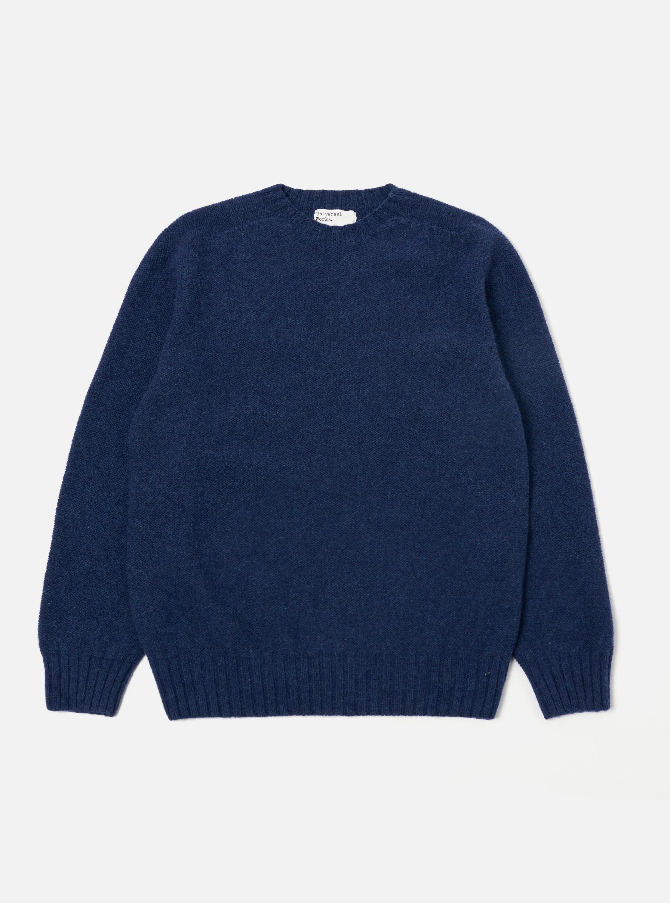 Universal Works Seamless Crew in Indigo Supersoft Knit sold by Universal Works
