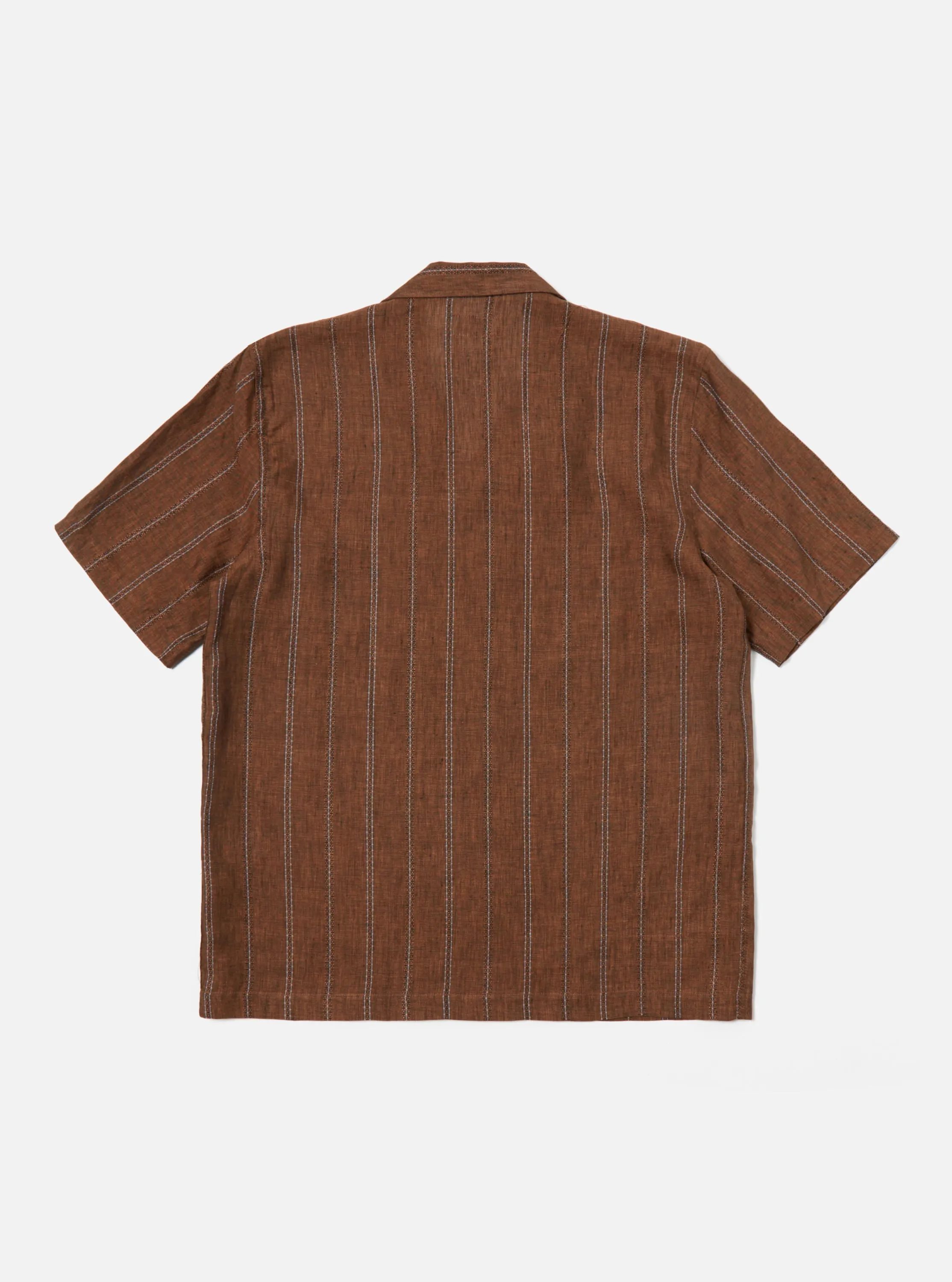 Universal Works Road Shirt in Brown Stripe Linen sold by Universal Works product image thumbnail 3