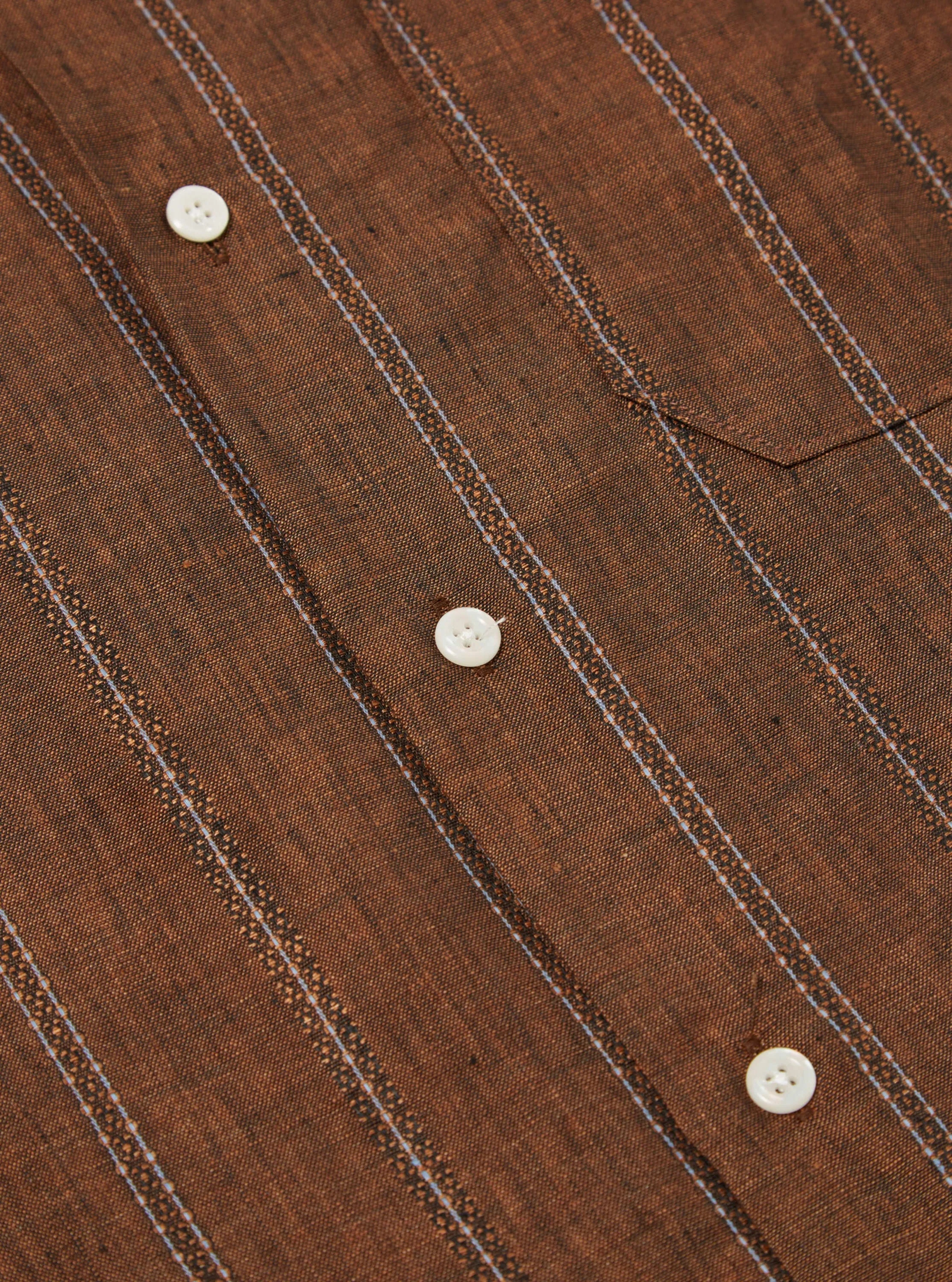 Universal Works Road Shirt in Brown Stripe Linen sold by Universal Works product image thumbnail 5