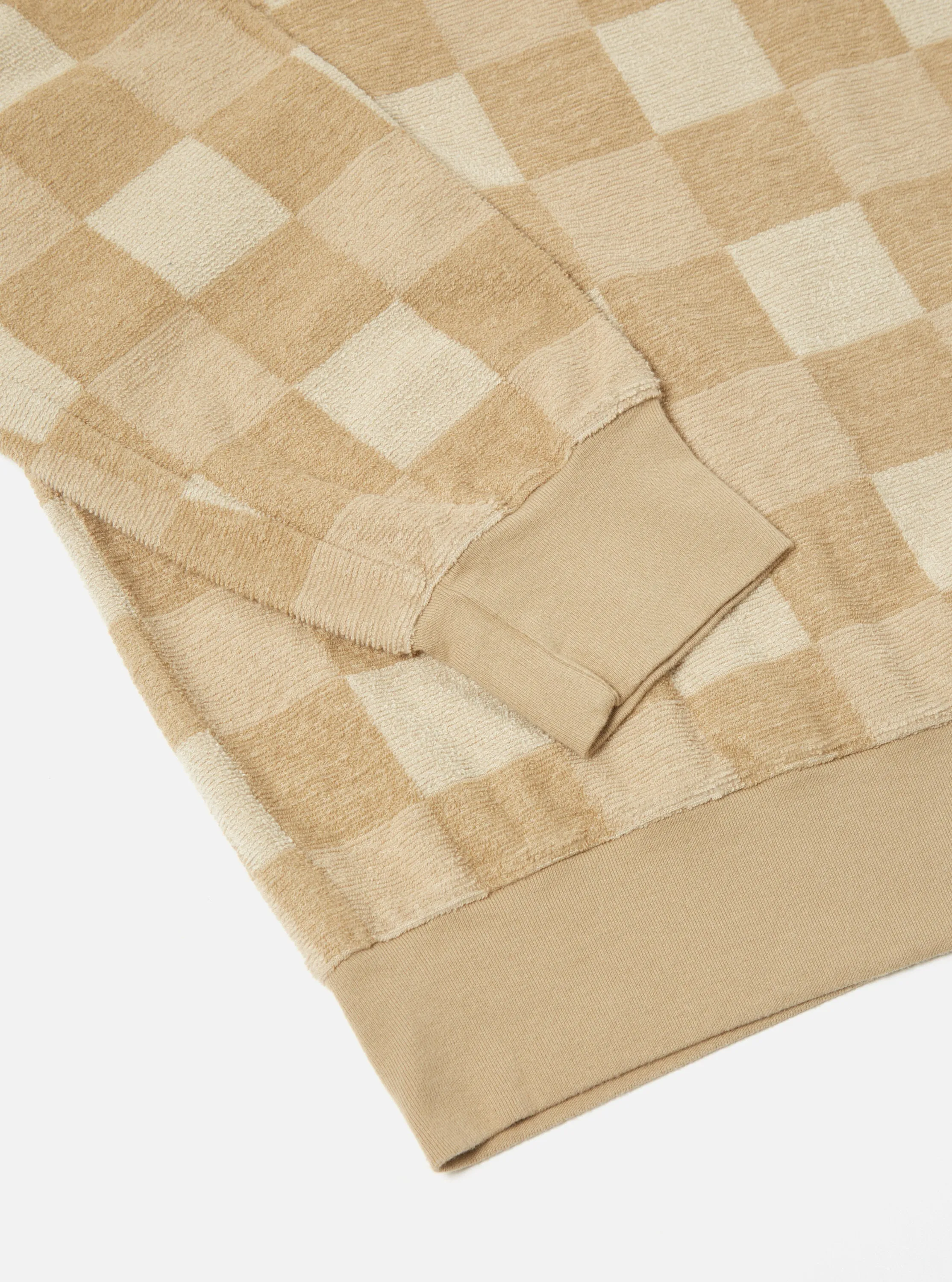 Universal Works Loose Sweatshirt in Sand Checkboard Towelling sold by Universal Works product image thumbnail 5