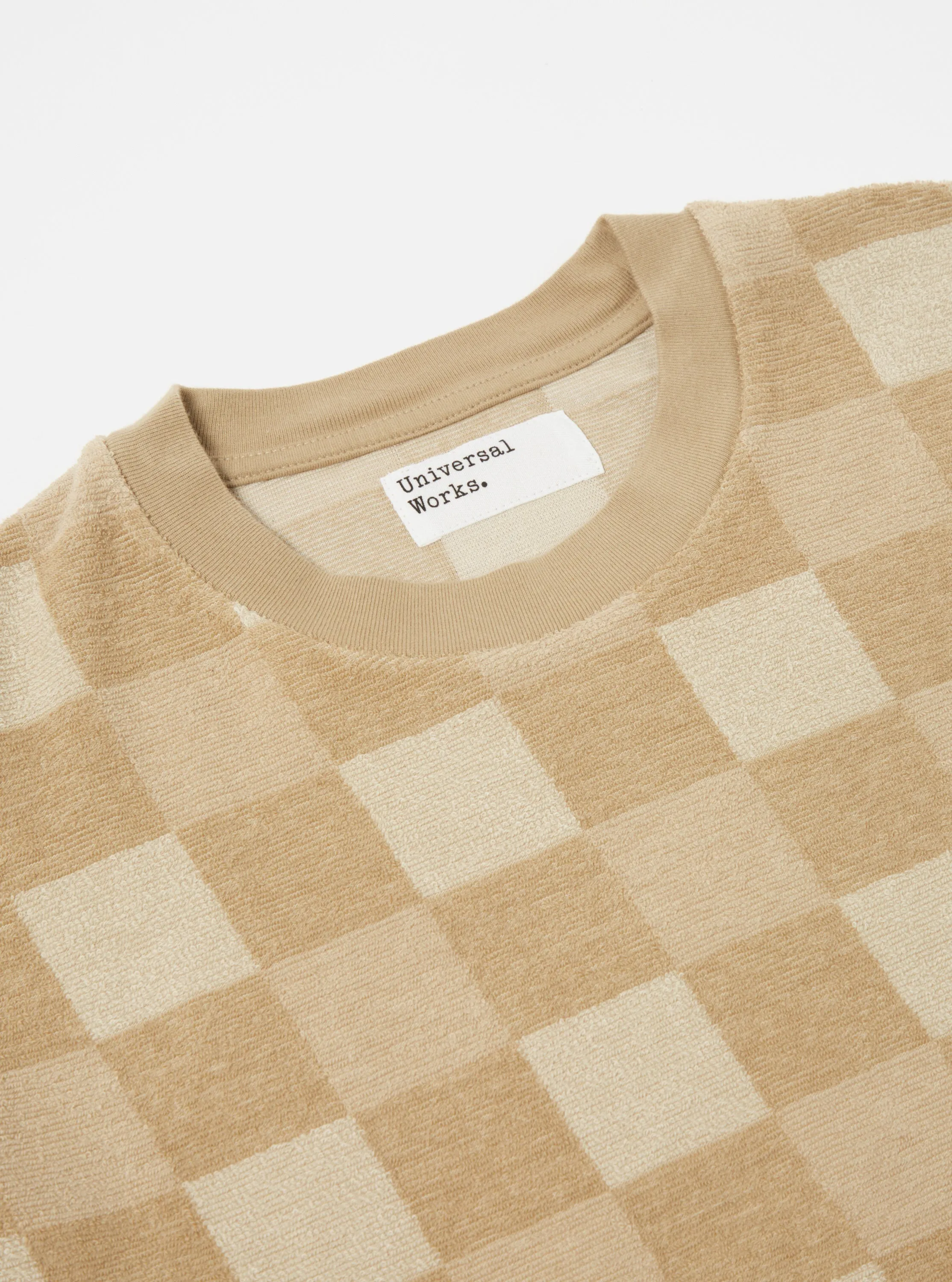 Universal Works Loose Sweatshirt in Sand Checkboard Towelling sold by Universal Works product image thumbnail 4