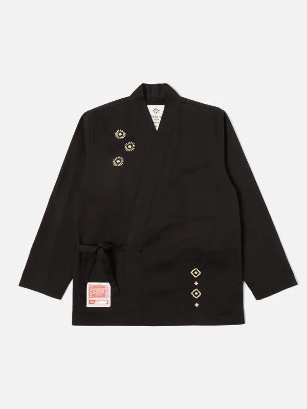 Universal Works. コート Universal Works Kyoto Work Jacket in Navy Nearly Pinstripe